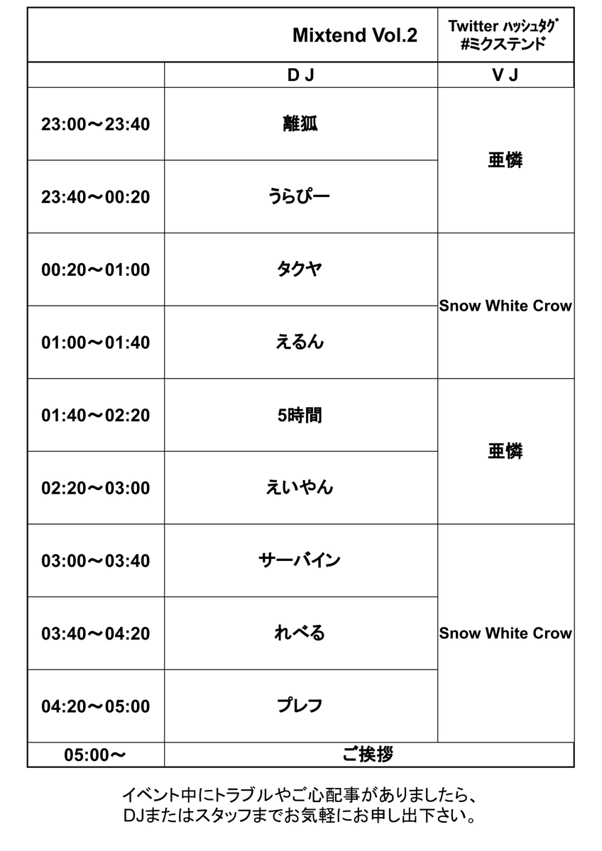 12月07日(土)23:00～「Mixtend VOL.2」渋谷R LOUNGE #ミクステンド #ボカクラ twipla.jp/events/632960
今週土曜日開催です！
同日昼開催の #ボカスタレ さまと同様にボカロ楽曲で楽しみましょう！
ミクステンド側のレギュレーションはボカロ歌唱楽曲であればOKとなっておりますー！
