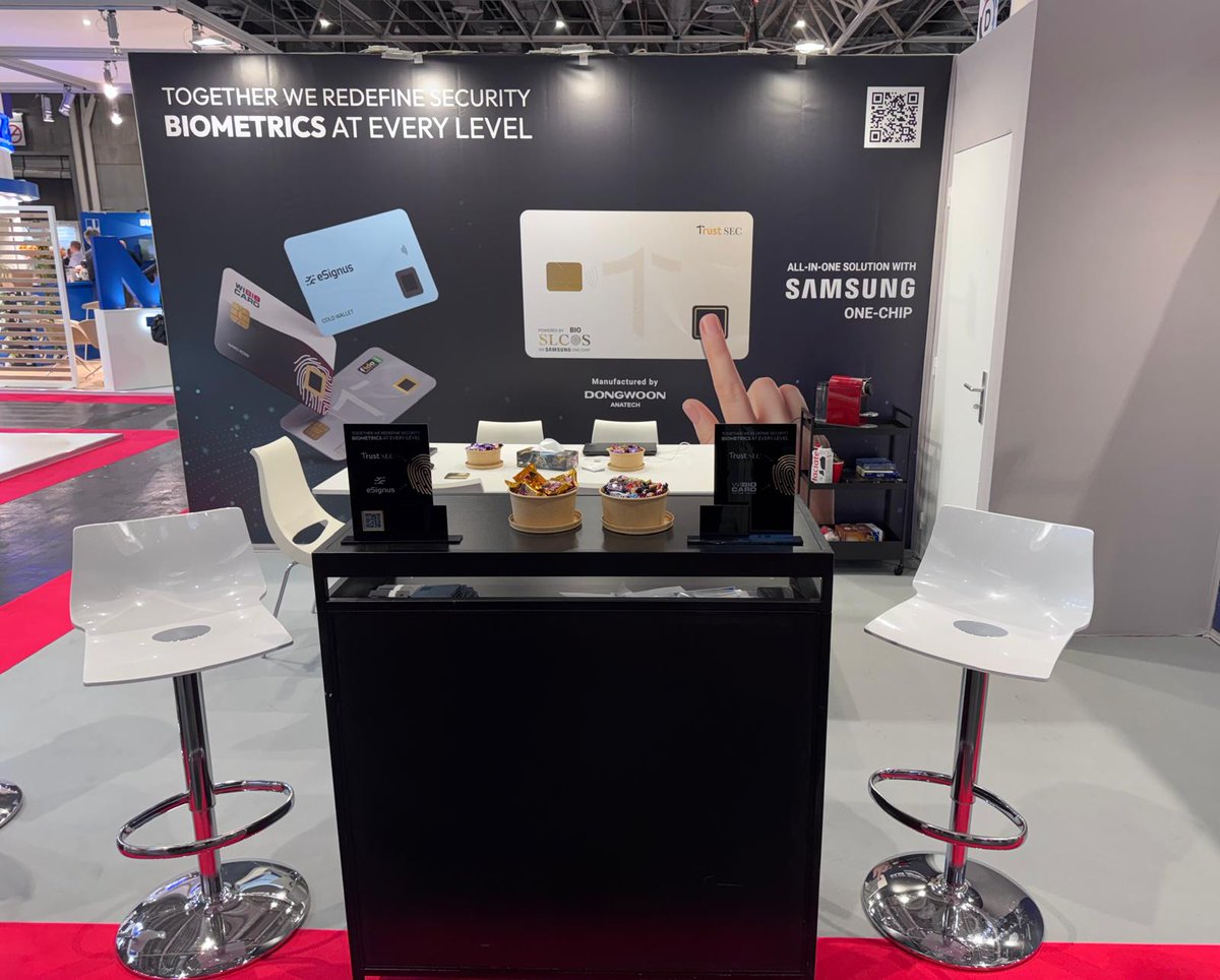 Trustsec_inc's tweet photo. 𝗪𝗲𝗹𝗰𝗼𝗺𝗲 𝘁𝗼 𝗧𝗿𝘂𝘀𝘁𝗲𝗰𝗵 𝟮𝟬𝟮𝟰! 𝗙𝗶𝗻𝗱 𝘂𝘀 𝗮𝘁 𝗕𝗼𝗼𝘁𝗵 𝗕𝟬𝟳𝟮📍

Today, we kick off live demos of our 𝗡𝗲𝘅𝘁-𝗚𝗲𝗻 𝗕𝗶𝗼𝗺𝗲𝘁𝗿𝗶𝗰 𝗦𝗺𝗮𝗿𝘁𝗰𝗮𝗿𝗱 developed in collaboration with @Samsung Electronics &amp; manufactured by DWA.  Don't miss live demos! https://t.co/ByhBxLMl9w