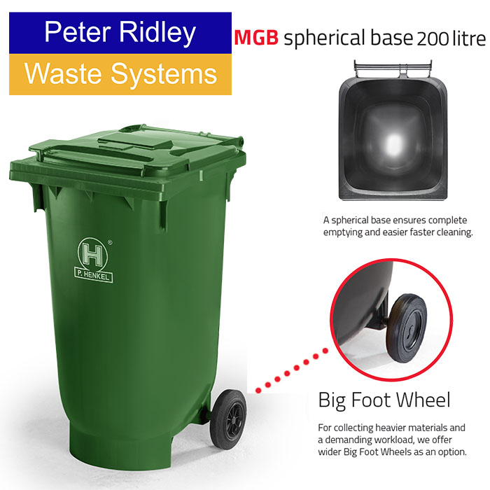 Do you find a 240L wheeled bin too heavy for the safe handling of #foodwaste?
Then check out the Henkel MGB 200 Litre round base wheeled #bin. Its unique square shape provides a better weight distribution within the bin, thus a better balance for moving heavy, dense material.