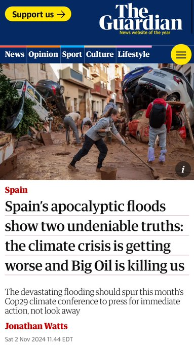 climacritic's tweet photo. Due anni fa, il Guardian riportava che Spagna e Portogallo stavano diventando troppo aridi a causa del cambiamento climatico. 
Ora, il Guardian afferma che la Spagna è troppo umida a causa del cambiamento climatico.
 
Il meteo cambia, ma la responsabilità è sempre tua che non vuoi comprare un auto elettrica.