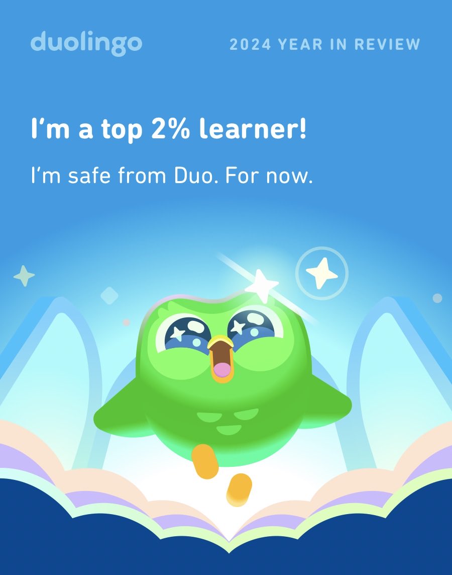 mariafleuret's tweet photo. Are you safe from Duo this year? #Duolingo365 https://t.co/v80FRztpCT