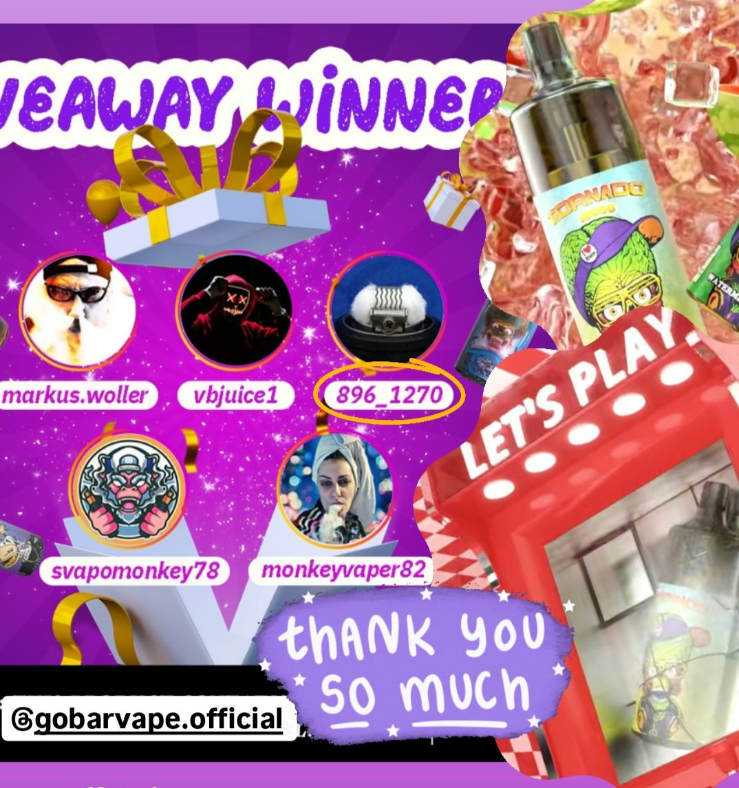 1270_896's tweet photo. Alhamdulillah thank you so much for this surprising announcement, thank you & congratulations to all other winners 🎉 🎉 🎉
Gobarvape
#gobar #gobarvape #gobartornado #tornado10k #disposablepod https://t.co/ErPXverfLX