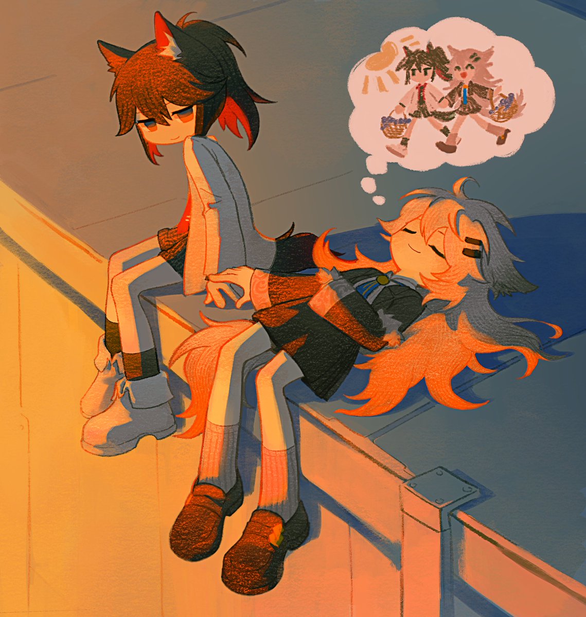 deatiose's tweet image. 老婆画的🐺🐺