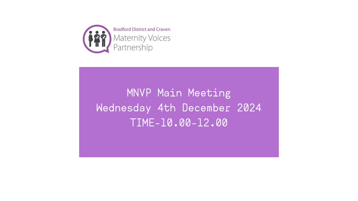 Bradford District & Craven Maternity Voices (@bradcravmvp) on Twitter photo At our MNVP main meet next week we will be hosting a Maternity Exoerience of Carer Workshop with a lived experience guest speaker .
<a href="/ActAsOneBDC/">Bradford District Craven Health & Care Partnership</a>
<a href="/HALECharityBfd/">HALE 💙</a>
<a href="/WHN_BfdDistrict/">Women's Health Network</a>
@BradfordVCSAlliance At our MNVP main meet next week we will be hosting a Maternity Exoerience of Carer Workshop with a lived experience guest speaker .
<a href="/ActAsOneBDC/">Bradford District Craven Health & Care Partnership</a>
<a href="/HALECharityBfd/">HALE 💙</a>
<a href="/WHN_BfdDistrict/">Women's Health Network</a>
@BradfordVCSAlliance
