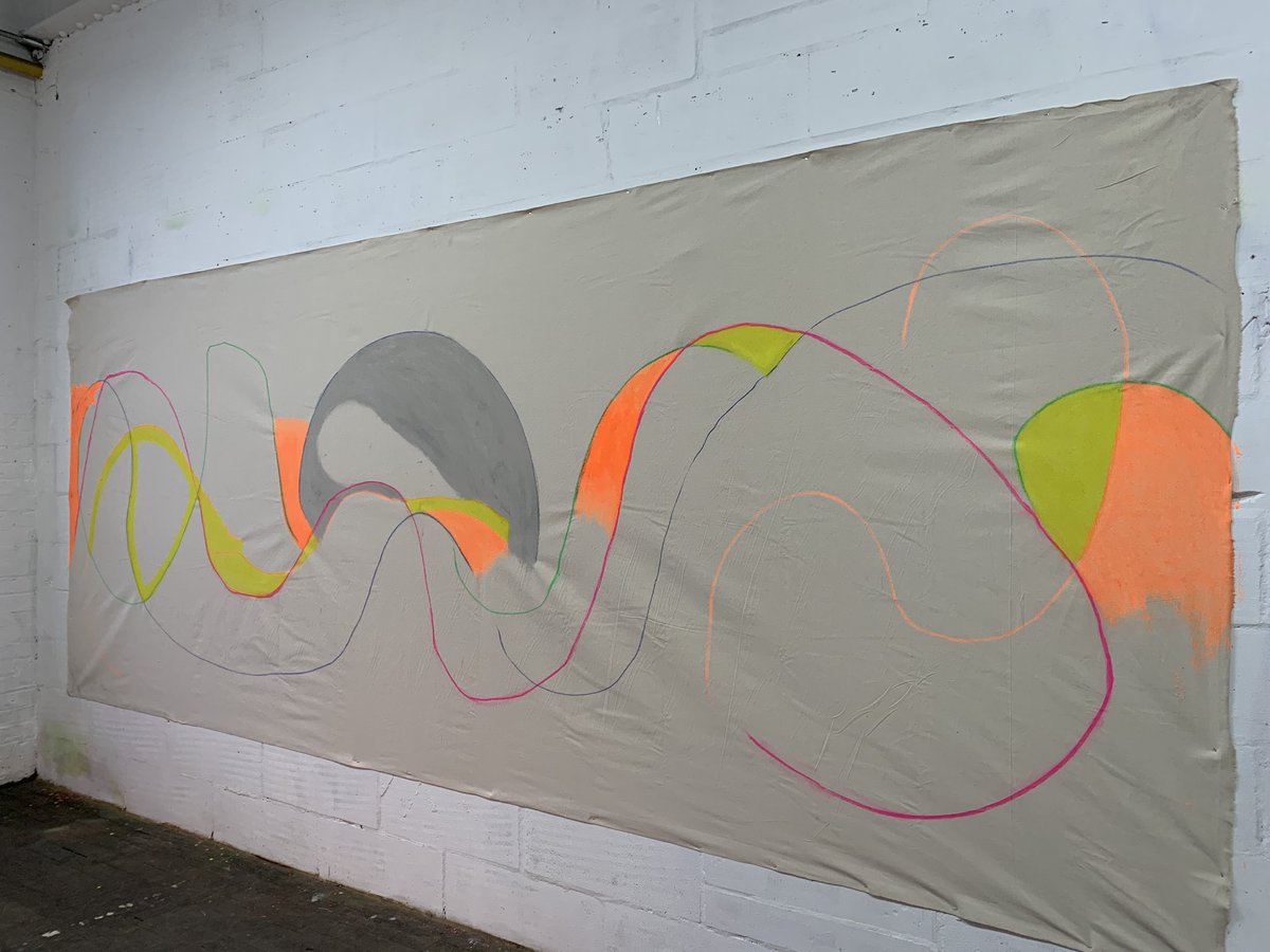 judith_walker1's tweet image. Continuing to work on my new canvas Gut Feelings II  with fluorescent orange paint mixed with sand #art #contemporaryart #paste #grey #silver #lineforawalk #painting #sand #canvas #artiststudio @acmestudios #yellow #orange #flourescent @BowelResearch