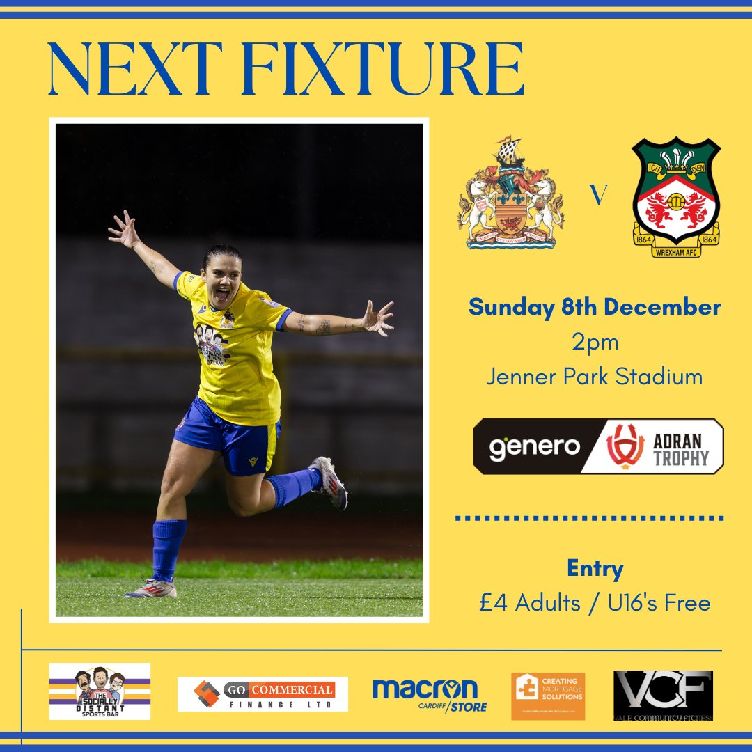 Barry Town Utd Women FC (@btuwomenfc) on Twitter photo ๐๐๐ฅ๐๐ก ๐ง๐ฅ๐ข๐ฃ๐๐ฌ ๐ค๐จ๐๐ฅ๐ง๐๐ฅ-๐๐๐ก๐๐ ๐๐ง ๐๐๐ก๐ก๐๐ฅ ๐ฃ๐๐ฅ๐ ๐ง๐๐๐ฆ ๐ฆ๐จ๐ก๐๐๐ฌ
This Sunday we welcome <a href="/WrexhamAFCWomen/">Wrexham AFC Women</a> to <a href="/JennerPark3G/">Jenner Park</a> in the Adran Trophy Quarter-Final.
Join us for some cup football with kick off at 2pm <a href="/BarryTownFans/">Barry Town Fans ๐ฅ๐บ๐ฆ๐ป</a> ๐ก๐ต ๐๐๐ฅ๐๐ก ๐ง๐ฅ๐ข๐ฃ๐๐ฌ ๐ค๐จ๐๐ฅ๐ง๐๐ฅ-๐๐๐ก๐๐ ๐๐ง ๐๐๐ก๐ก๐๐ฅ ๐ฃ๐๐ฅ๐ ๐ง๐๐๐ฆ ๐ฆ๐จ๐ก๐๐๐ฌ
This Sunday we welcome <a href="/WrexhamAFCWomen/">Wrexham AFC Women</a> to <a href="/JennerPark3G/">Jenner Park</a> in the Adran Trophy Quarter-Final.
Join us for some cup football with kick off at 2pm <a href="/BarryTownFans/">Barry Town Fans ๐ฅ๐บ๐ฆ๐ป</a> ๐ก๐ต
