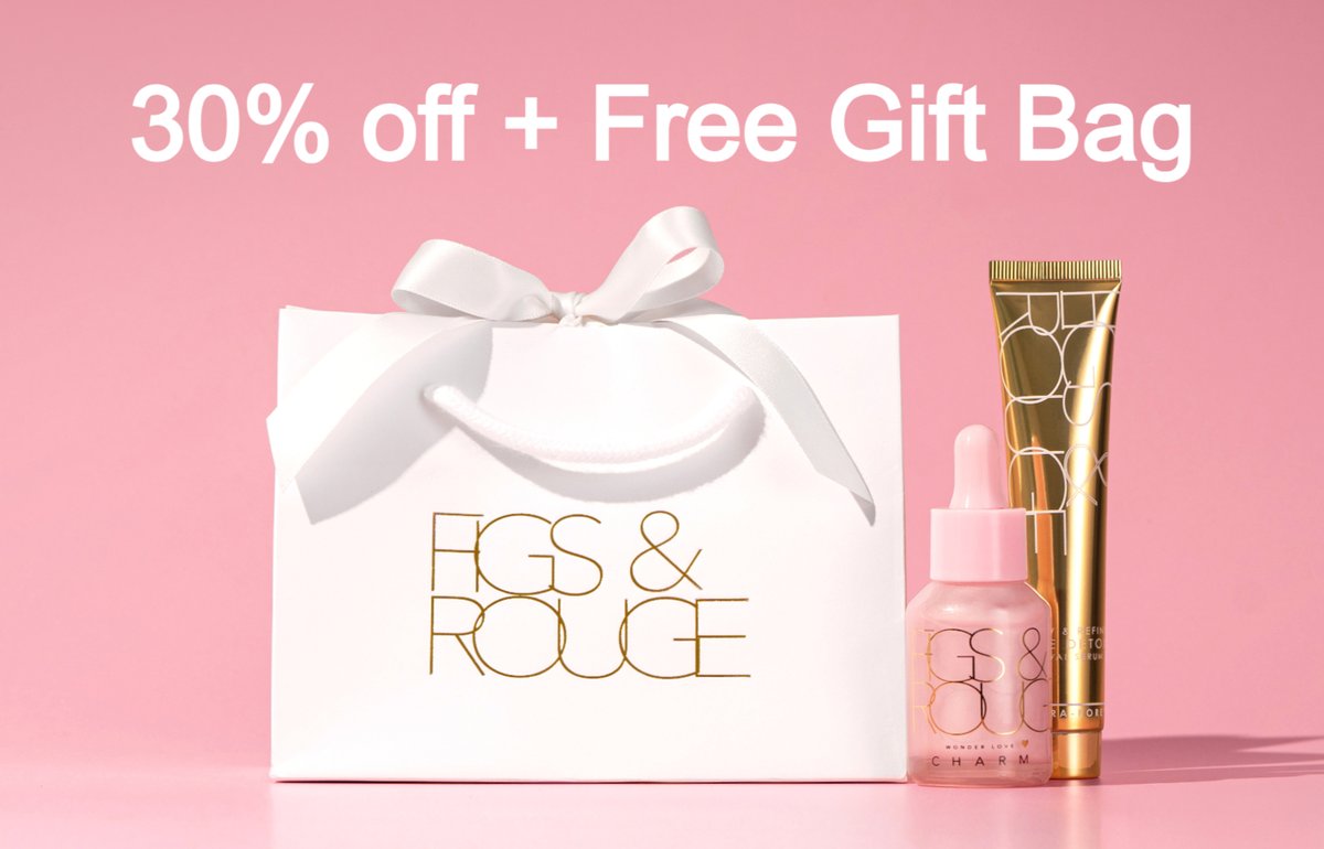 NEW Figs &amp; Rouge website welcome 💝   
Use code: NEW30 at checkout &amp; get 30% off all first purchases + Gift Bag it for *Free 🎀
Add 'Gift Bag' option in cart page *one per customer as stocks last. Gift Bag does not contain products  wix.to/sVJCfwT
#discount #promo #deal