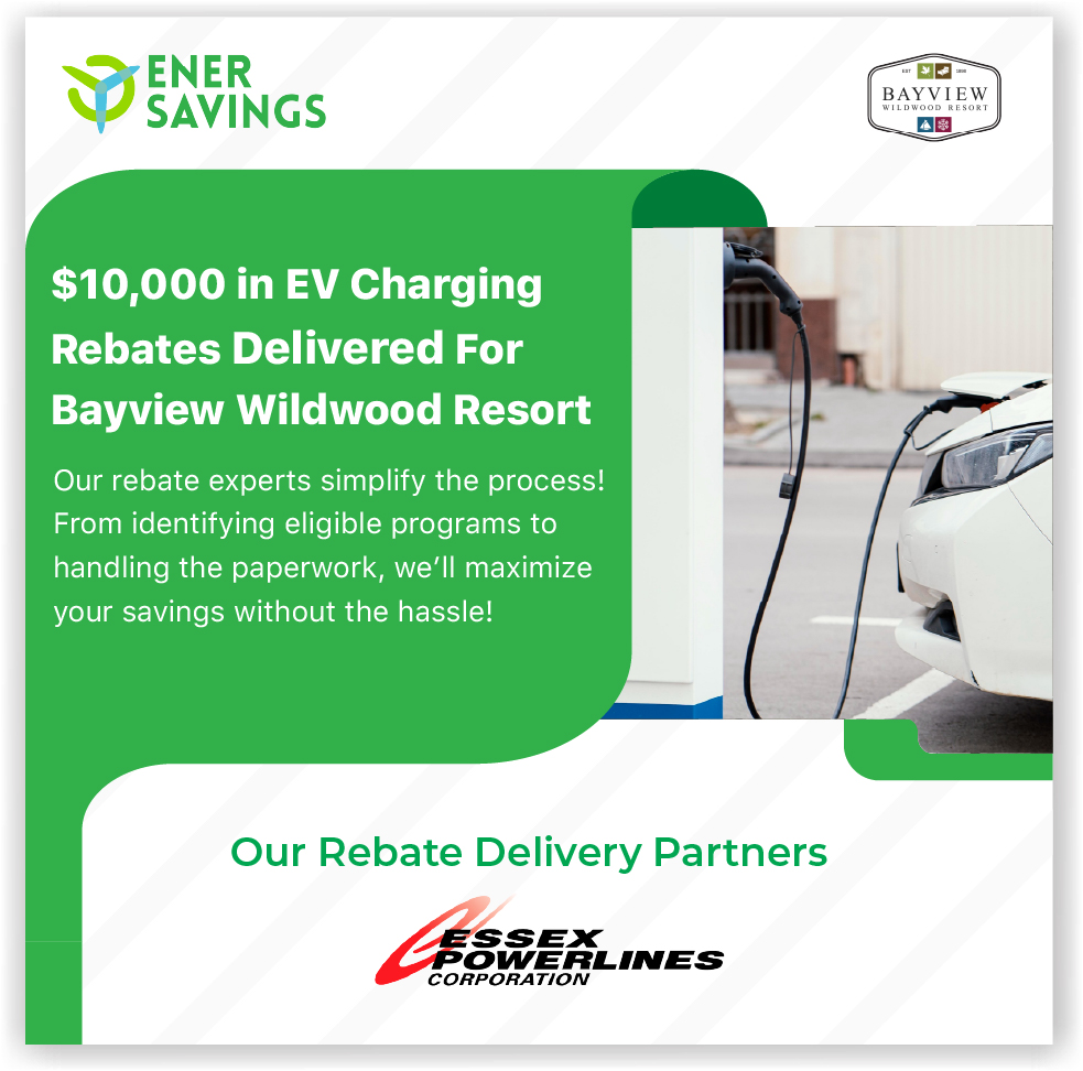 EnerSavingsInc's tweet image. A big thank you to #EssexPowerlinesCorporation for collaborating with us and #BayviewWildwoodResort to deliver valuable EV charging rebates. Together, we’re driving change and empowering an electric future!
#EnerSavings #EVRebates #ElectricFuture #SustainableEnergy #EV #rebates