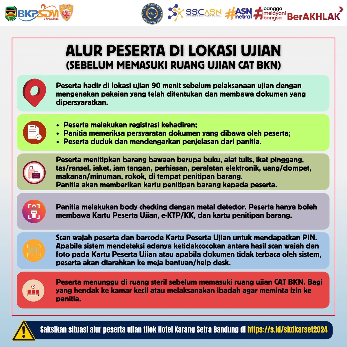 pojokaparatur's tweet photo. Apa saja ketentuan Seleksi Kompetensi PPPK dan SKB CPNS Kabupaten Purwakarta Tahun 2024 serta bagaimana alur peserta di lokasi ujian? Simak kuy..

#bkpsdmpwk
#casn2024
#seleksicasn2024
#p3k2024
#pppk2024
#casn2024purwakarta https://t.co/ul3SCBeMYF