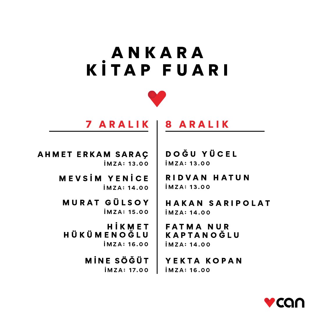 #AnkaraKitapFuarı’ndayız! ♥️

7-8 Aralık tarihlerinde yazarlarımız standımızda kitaplarını imzalıyor. 
Tüm okurlarımızı bekliyoruz!