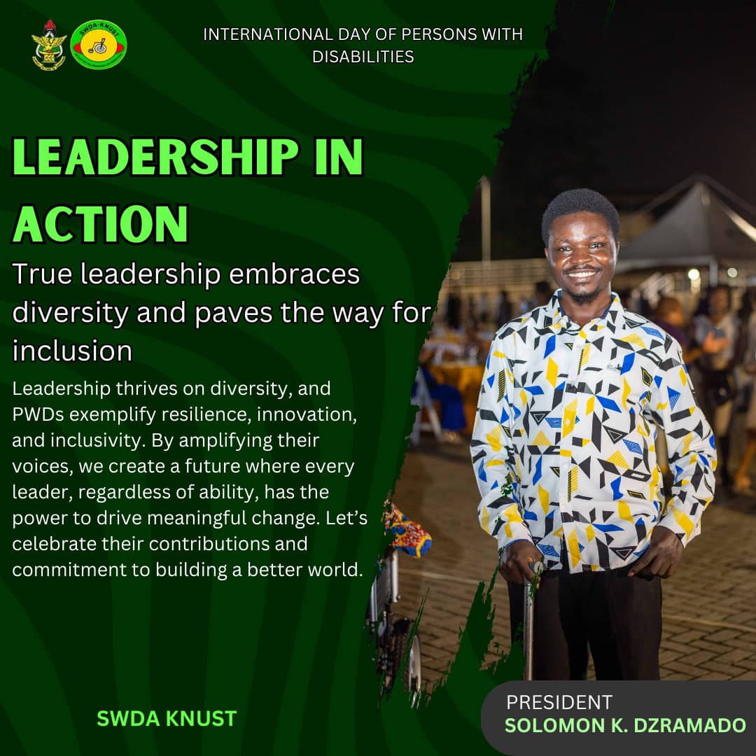 SWDA_KNUST's tweet photo. It's 3rd December 🎉🎉❤️
International day of Persons with Disabilities 🎉❤️💚
Theme: AMPLIFYING THE LEADERSHIP OF PERSONS WITH DISABILITIES FOR AN INCLUSIVE AND SUSTAINABLE FUTURE 💯🔥 https://t.co/cE1C2DNzL4