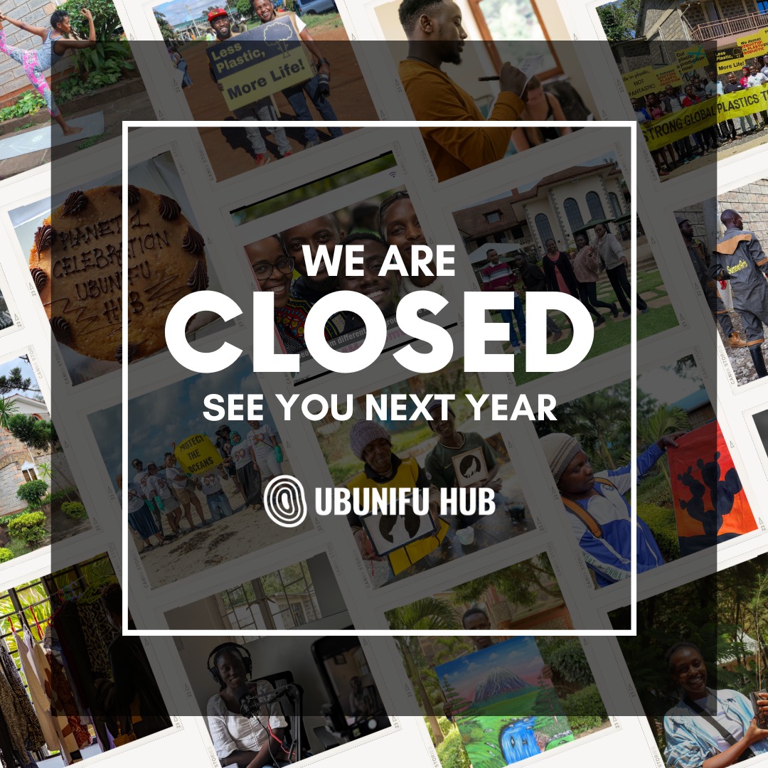 Ubunifu_Hub's tweet photo. We are taking a Holiday Break 🎄

The hub is officially closed for any physical activities until January next year 🌟

Wishing you all #HappyHolidays and remember to celebrate #sustainably; make every choice count for our planet! 
See you in 2025! 🎉🌿

 #Sustainability https://t.co/QxLIaorxxz