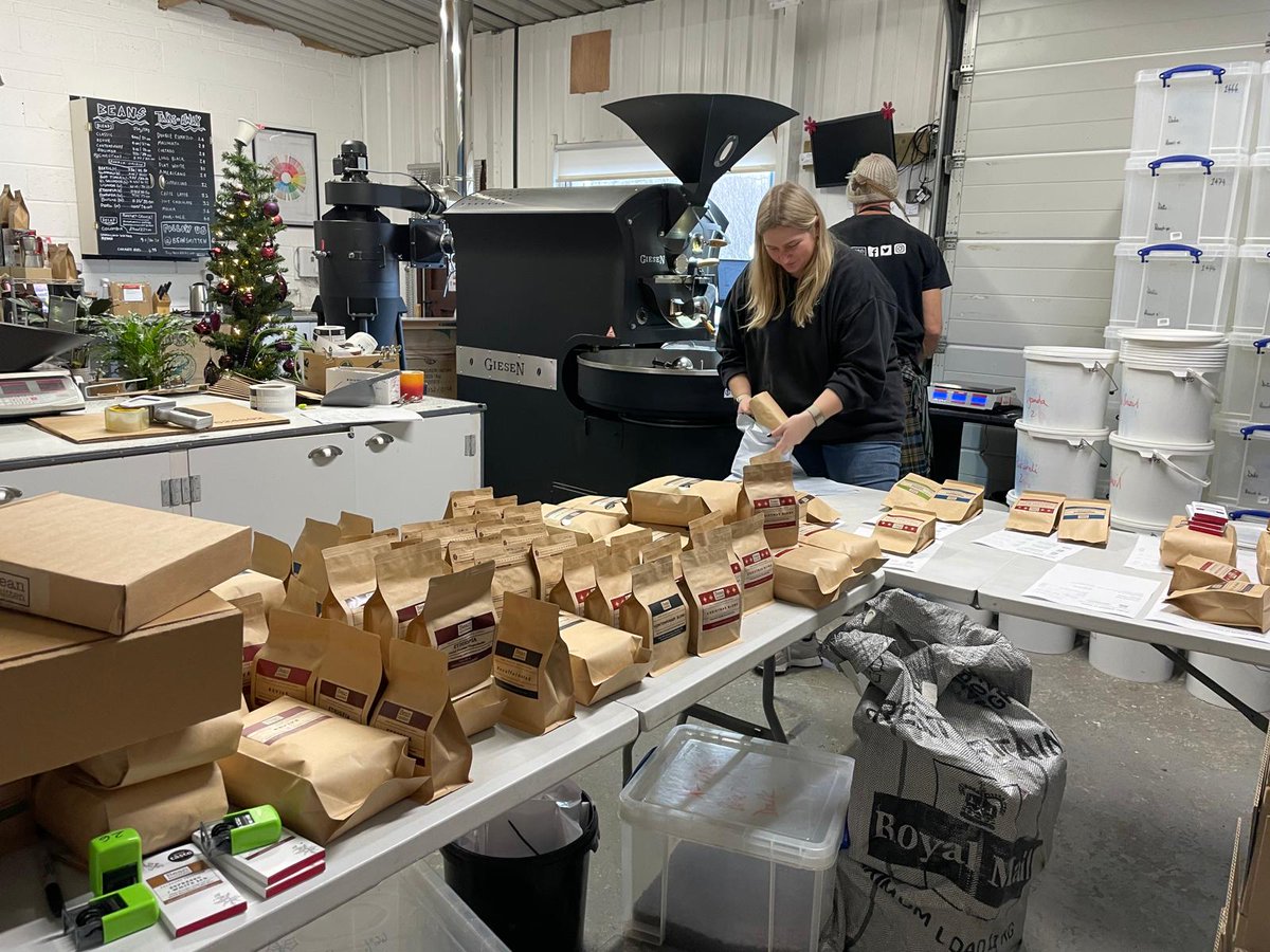 The roastery was a 'full tilt' yesterday, processing an unprecedented number of online orders. We broke our own record for the number of roasts in a single day. A big thank you to all who shopped with us and my fabulous team who rose to the challenge. #blackfriday #coffeeroasters