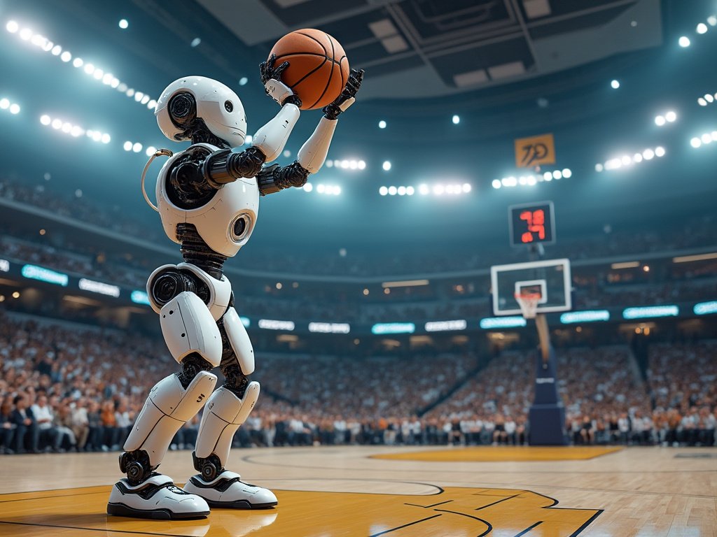 DelayedWade's tweet image. Humanoid robot sets new record with an 80ft basketball shot, hinting at robots in sports. #GuinnessWorldRecords #RobotBasketball #FutureSports