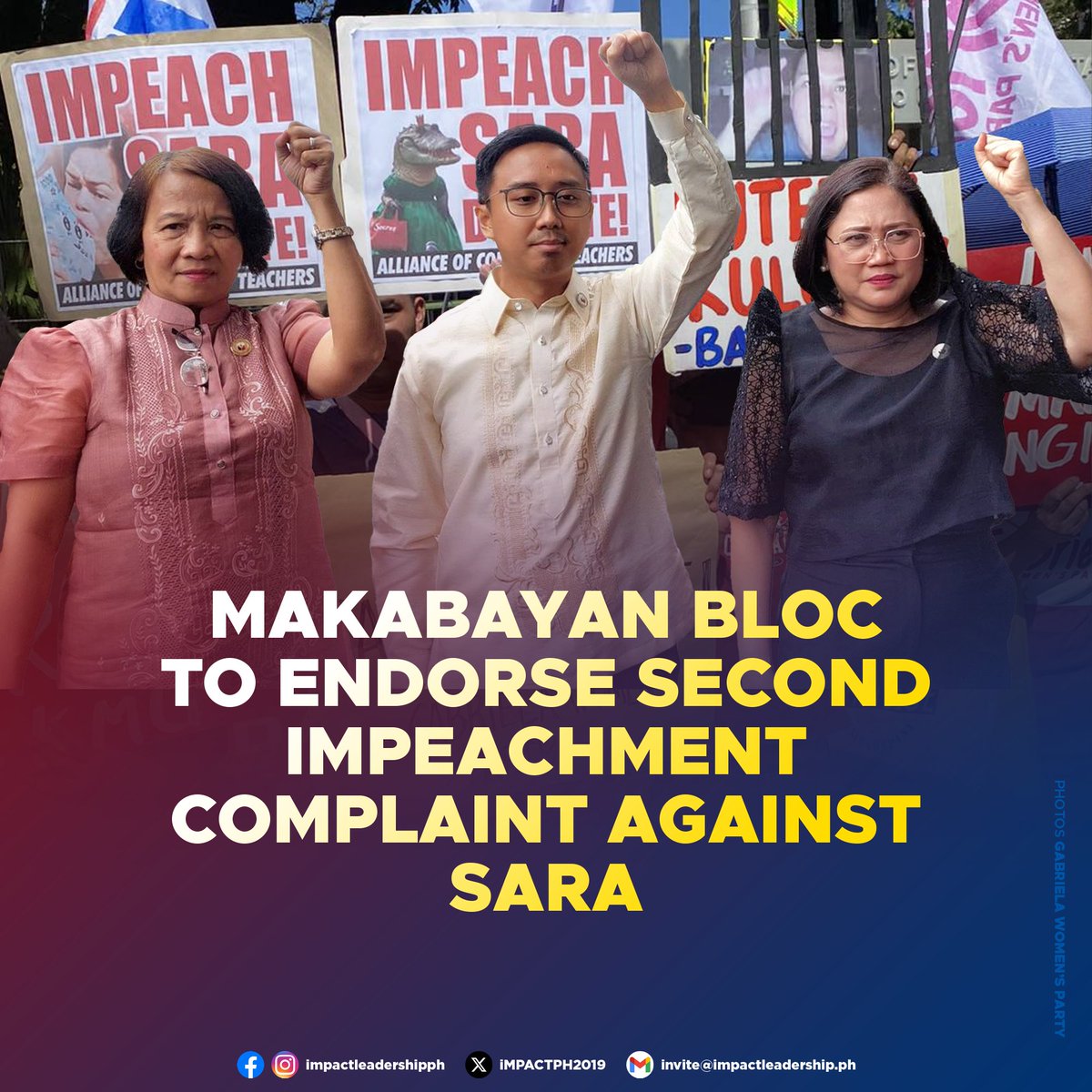 MAKABAYAN BLOC TO ENDORSE SECOND IMPEACHMENT COMPLAINT AGAINST SARA

The Makabayan Bloc in the House of Representatives will endorse a second impeachment complaint against Vice President Sara Duterte on Wednesday, November 4, citing alleged corruption and misuse of confidential
