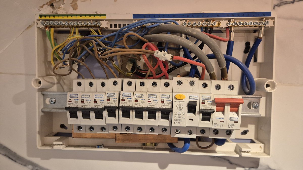 When you take the cover off to find this!
I should have known when I saw BG.

Think someone had RCD tripping issues with 1 common RCD for all circuits 🤔... moving the kitchen socket circuit and pulling out the CPC's was their solution! 😱

The more you look the worse it gets! 😳