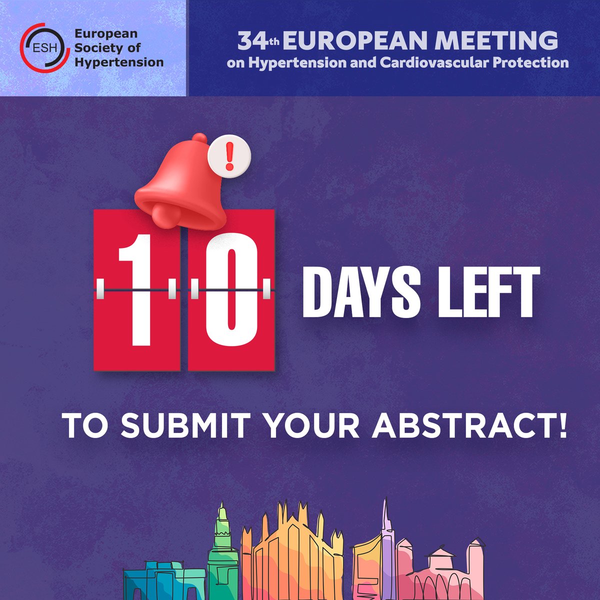 The countdown is on! 🚨

You have until December 13 to submit your abstract to #ESH2025.

If your abstract isn't ready yet, now is the time to finalize and submit it here👉 bit.ly/3NkXAdr

#ESHannualMeetings #MedicalResearch #HealthInnovation #ResearchOpportunities