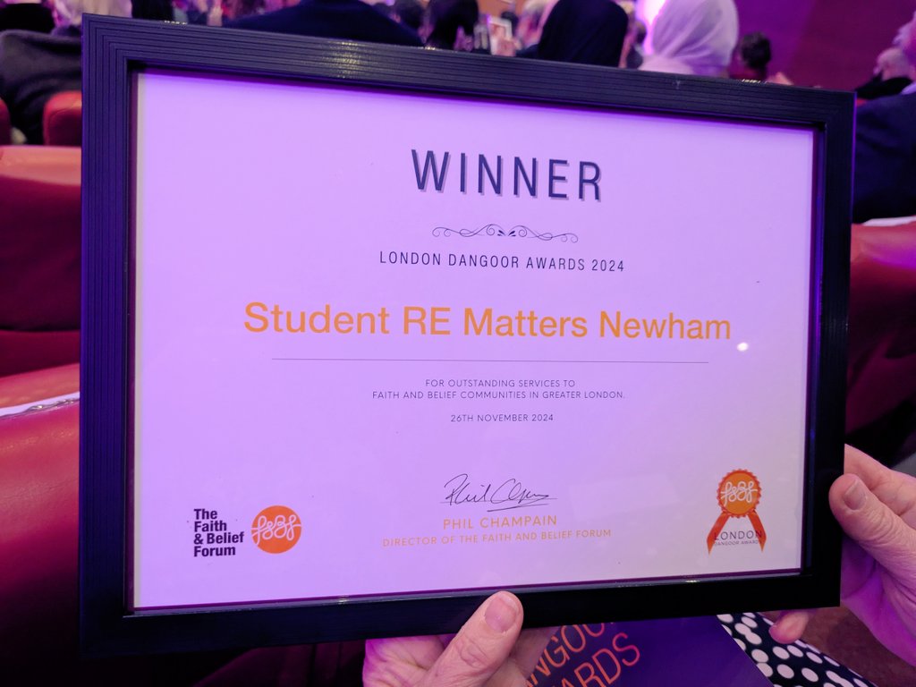 Last week, we were thankful to receive a#LDA24 award for Student RE Matters, this is for all the students and staff we have the joy to work with in <a href="/NewhamLondon/">Newham London 💙</a> and our fabulous Faith Leaders who support us! Thank You 🎉🎉