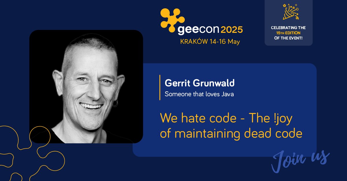 What’s scarier than legacy code?
Zombie code! Join <a href="/hansolo_/">Gerrit Grunwald 🇺🇦🇹🇼✌🏻</a> , JavaOne Rockstar &amp; OSS wizard, at #geecon 2025 as he dives into the horrors of dead, zombie, and "why-is-this-here" code.
Prepare for tools, tips, and a touch of code exorcism.
#RefactorOrRun
2025.geecon.org/speakers/info.…