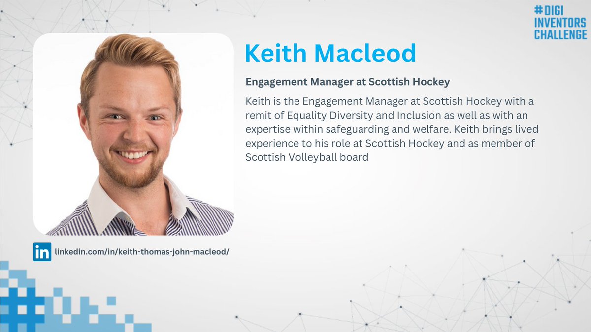 Digi Inventors (@digiinventors) on Twitter photo Keith Macleod - Engagement Manager at <a href="/ScottishHockey/">Scottish Hockey</a> 🏑 who helped shape this years challenge question! Keith Macleod - Engagement Manager at <a href="/ScottishHockey/">Scottish Hockey</a> 🏑 who helped shape this years challenge question!