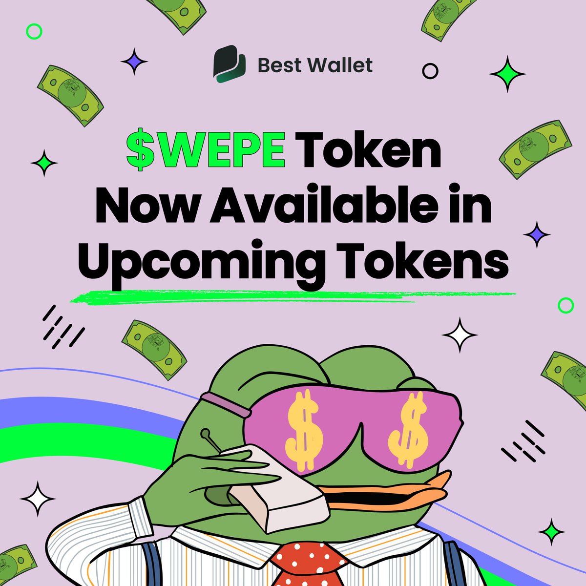 BestWalletHQ's tweet photo. 🚨 $WEPE presale is now live in Upcoming Tokens! 🚨

@WEPEToken gives holders access to top-tier trading insights, exclusive market calls, and access to private insider groups. 👀

Here’s how to join:
📲 Download Best Wallet
🔥 Visit Upcoming Tokens
💎 Buy $WEPE using $ETH or Credit Card

Check it out in Upcoming Tokens now!
👉 https://t.co/sQLQ8OrBil