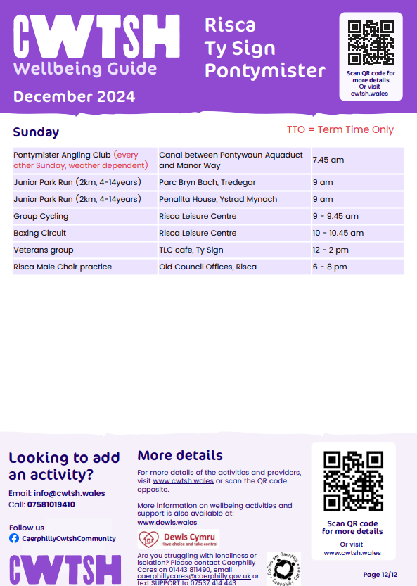 Cwtsh Wellbeing Guide, Dec 24 - Risca, Ty Sign and Pontymister - Part 3