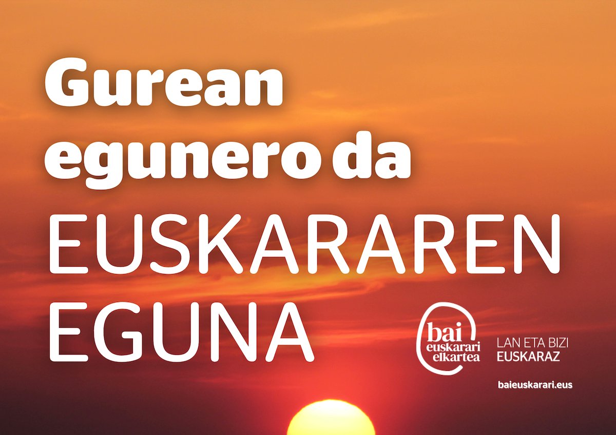 eh_kom's tweet photo. Gaur, abenduak 3, euskararen eguna.

Jarrai dezagun denon artean gurea dena zaintzen, lanean, etxean, kalean!

https://t.co/XppzyOCrdk https://t.co/Q66C1K2FpK