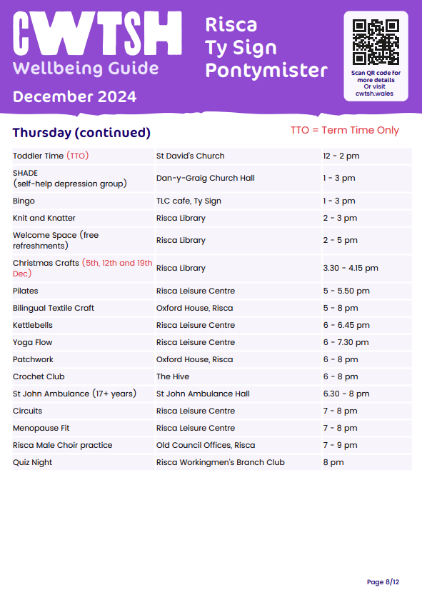 Cwtsh Wellbeing Guide, Dec 24 - Risca, Ty Sign and Pontymister - Part 2