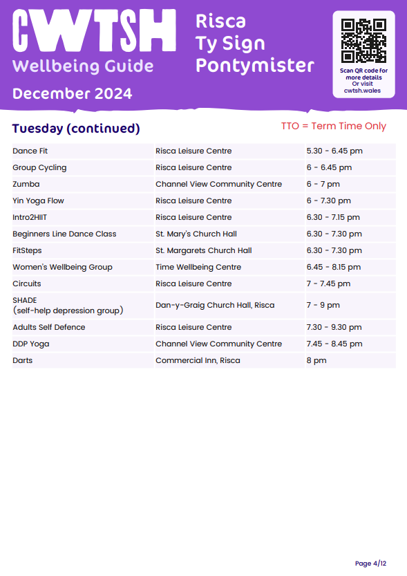 Cwtsh Wellbeing Guide, Dec 24 - Risca, Ty Sign and Pontymister - Part 1