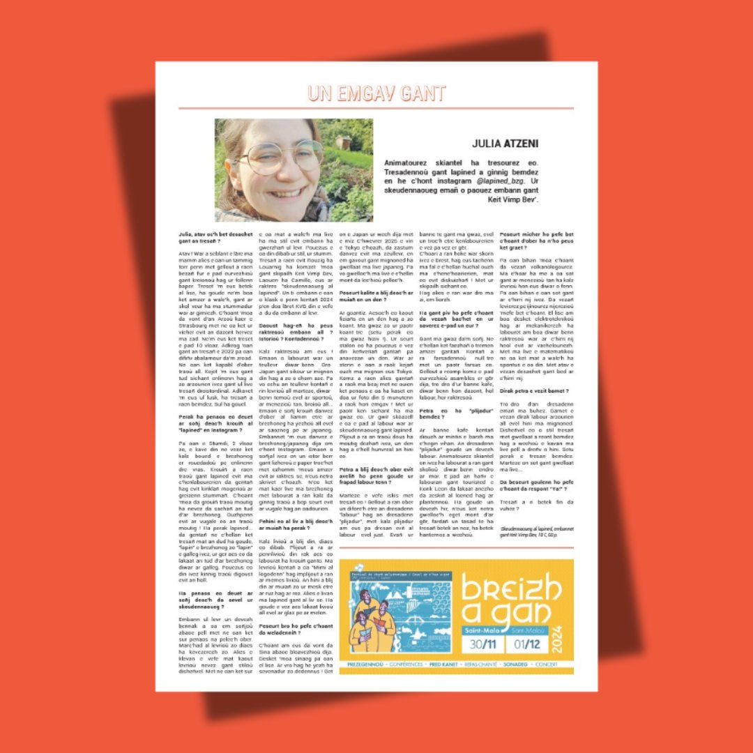 📰 Ya - Kazetenn Keit Vimp Bev  : Poltred Julie Atzeni, bet stajiadez deomp 😀
---
📰 Journal Ya - Kazetenn Keit Vimp Bev : Portrait de Julie Atzeni, une ancienne stagiaire😀

#Stumdi #Brezhoneg #bzhg #breton #stummadur #formation #languebretonne #languebretonne #Ya