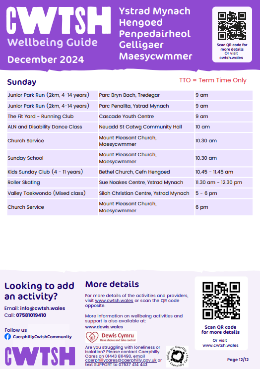 Cwtsh Wellbeing Guide, Dec 24 - Ystrad Mynach, Hengoed, Penpedairheol, Gelligaer and Maesycwmmer - Part 3