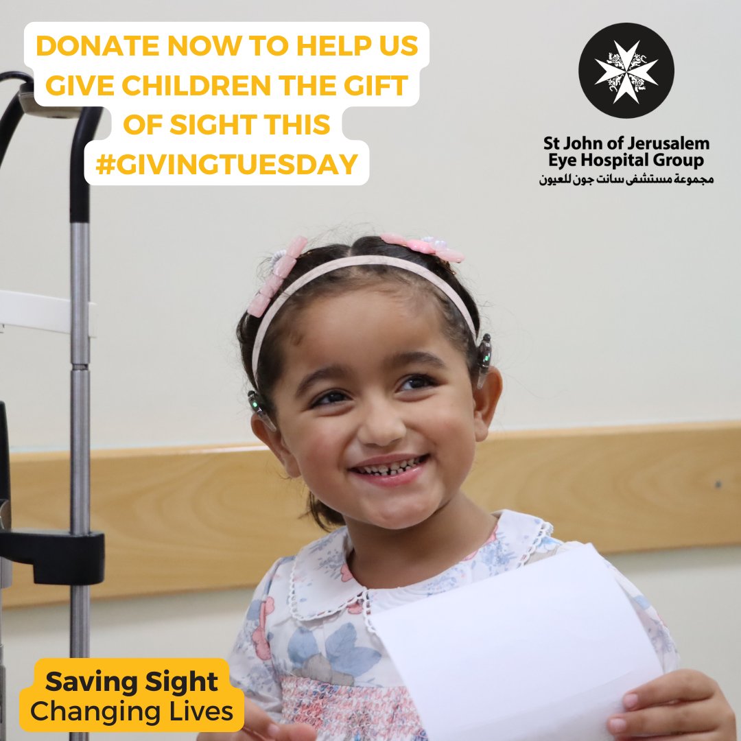 StJohnEyeHosp's tweet image. Approximately 50% of our patients are children who, without our help, are at risk of permanent blindness. This #GivingTuesday, help us give them a future to look forward to. Donate now: bit.ly/4ijhIeb #SavingSightChangingLives #SJEHG