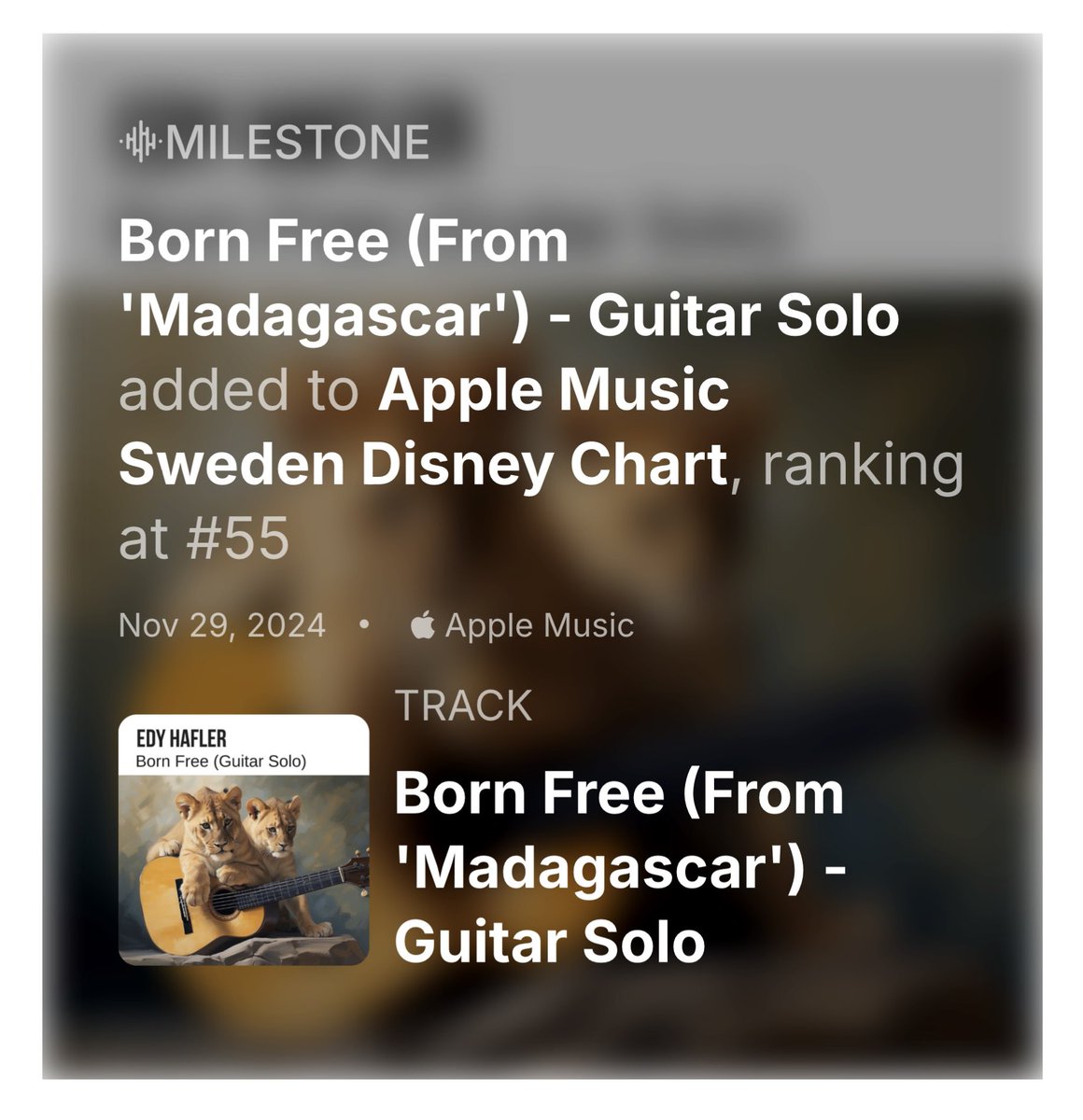Edy Hafler (@edyhafler) on Twitter photo My solo guitar cover ‚Born Free’ has been ranked at #55 in the <a href="/AppleMusic/">Apple Music</a> Disney Chart in Sweden. Stream now: apple.co/4idYvdP
#coversong #instrumental #guitar #chill <a href="/AppleMusicES/">Apple Music en Español</a> <a href="/AppleMusicJapan/">Apple Music Japan</a> My solo guitar cover ‚Born Free’ has been ranked at #55 in the <a href="/AppleMusic/">Apple Music</a> Disney Chart in Sweden. Stream now: apple.co/4idYvdP
#coversong #instrumental #guitar #chill <a href="/AppleMusicES/">Apple Music en Español</a> <a href="/AppleMusicJapan/">Apple Music Japan</a>