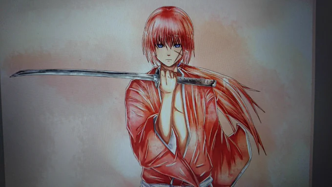 この前の土日ですが、自分の一番好きなキャラの一番好きなシーンのポーズイラストを描いてました 個人的には今まで描いてきた剣心の絵で一番好きなイラストになったと思ってます 完成版はそのうち公開します #イラスト #wip #るろうに剣心