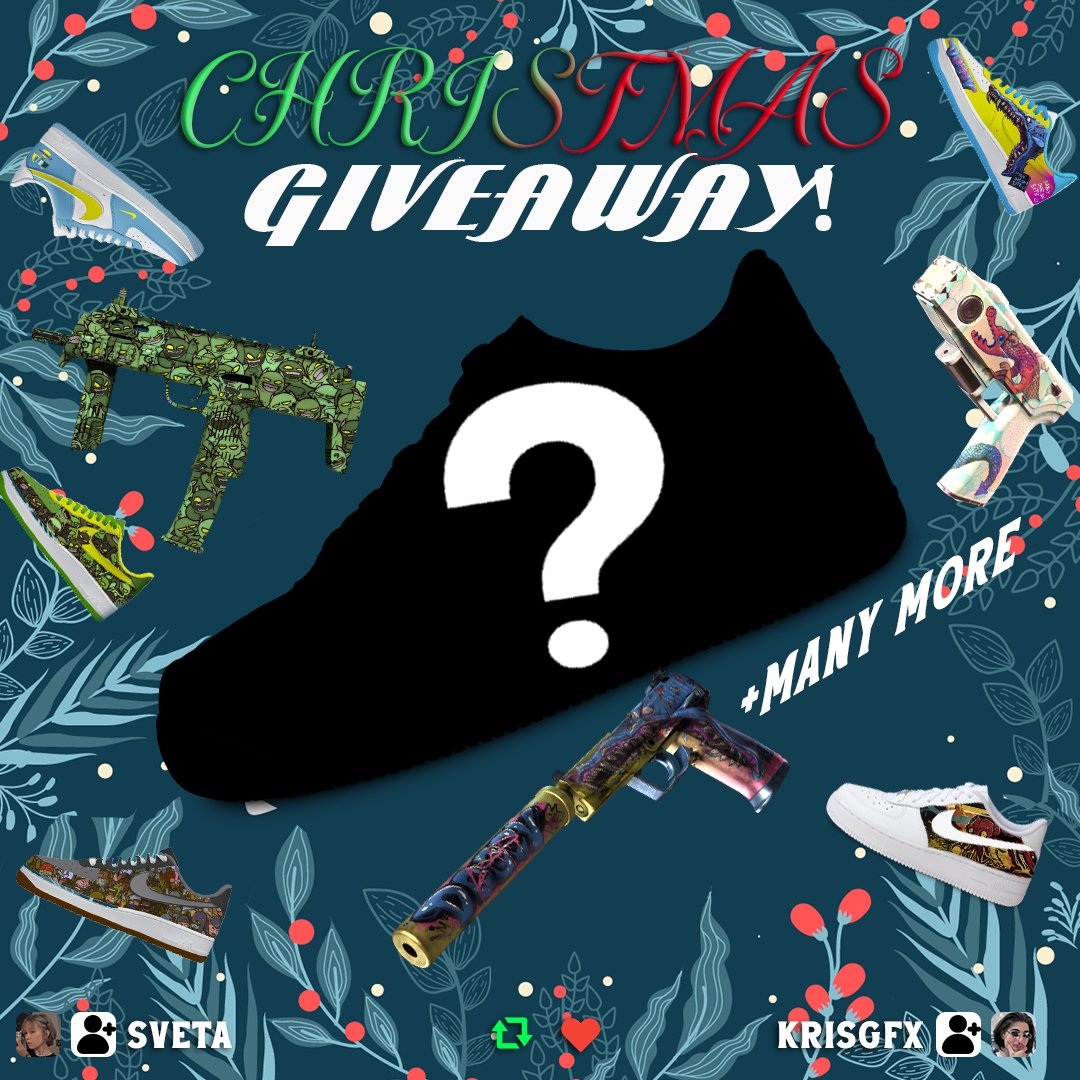 KrisGfx's tweet image. Ladies and Gentlemen,

I present you this years best Christmas giveaway.

Me and the lovely @sun_apanasovich came together to bring you a custom pair of shoes that you can win and wear.

To join you need to:

- Follow me &amp;amp; @sun_apanasovich 
- Comment you Shoe Size and Skin Name
-…