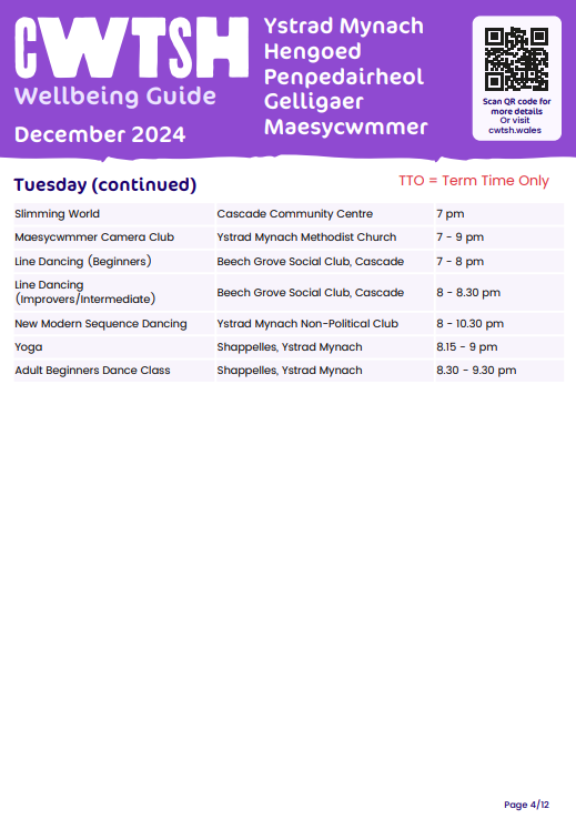 Cwtsh Wellbeing Guide, Dec 24 - Ystrad Mynach, Hengoed, Penpedairheol, Gelligaer and Maesycwmmer - Part 1