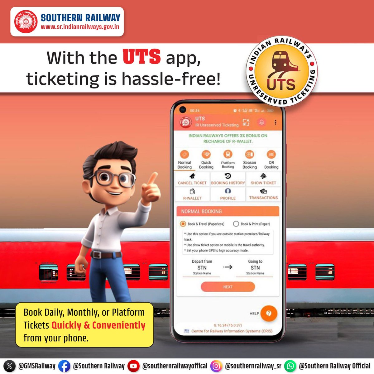 SalemDRM's tweet photo. Book daily, monthly or platform tickets from your phone with UTS. No more queues!
Download the UTS app today and simplify your train travel!
#DigitaldayTuesday #IndianRailways #UTSapp #TrainTravel #HassleFreeTicketing #SouthernRailway https://t.co/ZiEFpQo6I1