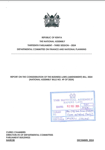 The National Assembly Finance &amp; Planning Committee has tabled its report on the Business Laws (Amendment) Bill 2024. 

Here's a 🧵 on the key issues: