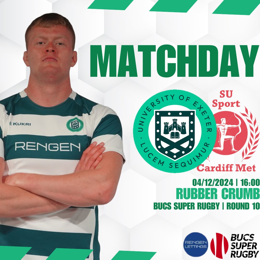 ExeterUniRFC's tweet photo. ππ'π πππππππ
π @CardiffMetRFC
π @BUCSSuperRugby
ποΈ Exeter University Streatham Campus - Rubber Crumb
π 4pm
π² Live updates on ExeterUniRFC on Twitter
#EXECDM | #BUCSSuperRugby https://t.co/RekxFArbOR