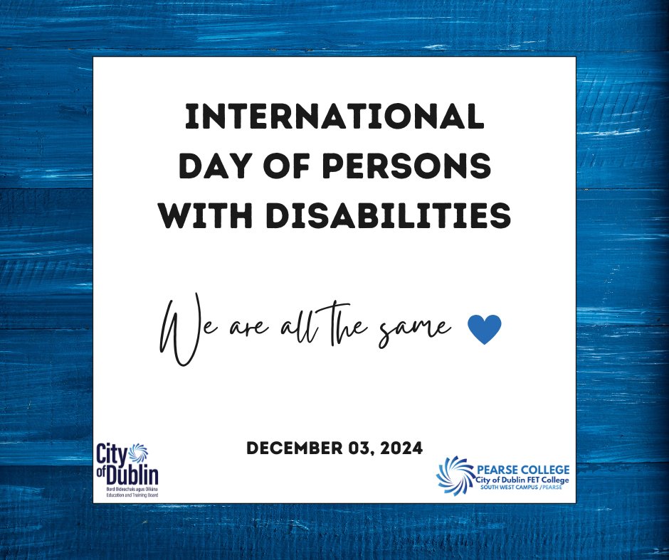 At #PearseCollege, we're proud to provide a supportive environment that gives every learner the opportunity to succeed- not just today, but every day. . 

#InternationalDayofPersonsWithDisabilities #InclusiveEducation #SupportForAll #CityOfDublinFETCollege