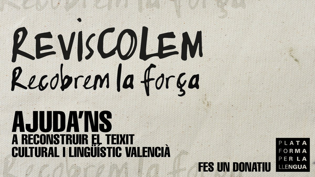 ❗ La DANA ha suposat un greu colp per a molts projectes que treballen per la llengua al País Valencià.

🤝🏼Ens hem organitzat per contribuir a la reconstrucció del teixit cultural, però ens cal el teu suport!

Ajuda'ns a fer-ho possible a bit.ly/Reviscolem | #Reviscolem 🫂