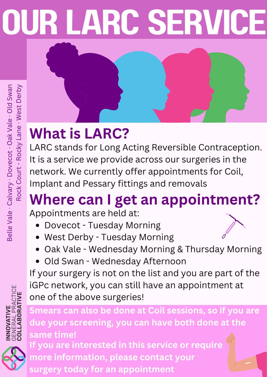 If you want to know more about our LARC service, contact your surgery #igpc