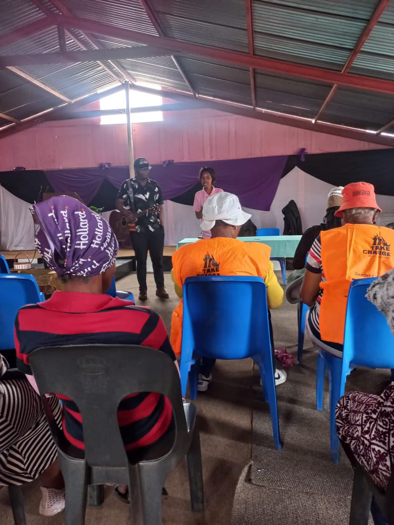 F1: Our Soweto Pillars from the Sizolwethu organization speaking at a 16 Days of Activism event on the 27th. F2: A group of GBV survivors standing strong and united, supported by Kuhluka Pillars, who are on the ground making a meaningful difference in the fight against GBV .