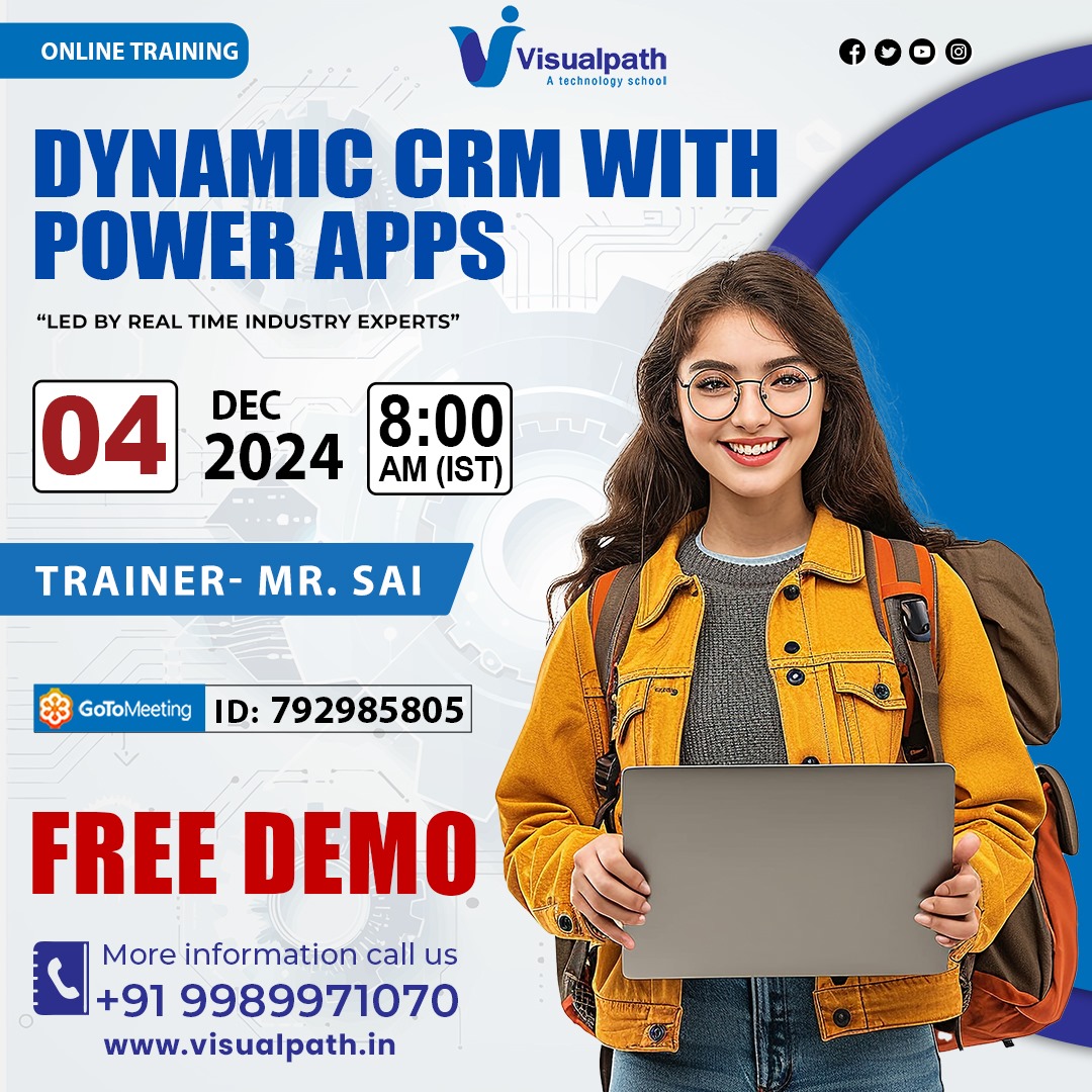 VisualpathPro's tweet photo. Join Link: https://t.co/kyM0wIrlrq
Attend Online #FreeDemo On #Dynamicscrm with #PowerApps 
Demo on: 4th December, 2024 @ 8:00 AM (IST)
Call us: +91 9989971070
WhatsApp: https://t.co/n8JEQbFPM7
Visit: https://t.co/roODG899JW 
#D365 #MSDynamics #Dynamics365 #Microsoft #Education https://t.co/WaaVzs9a9f