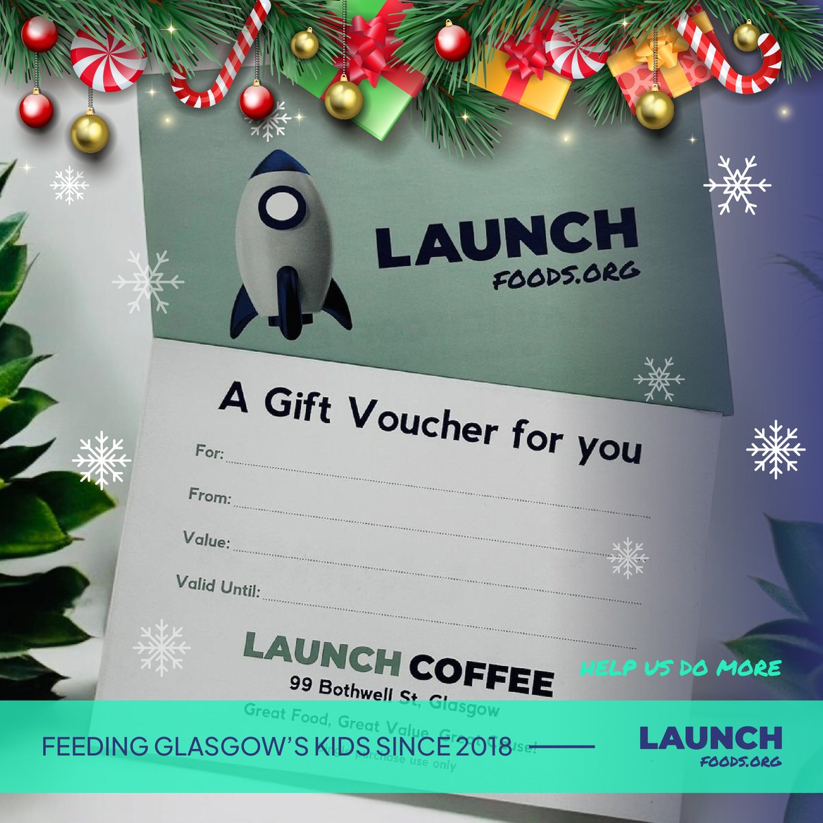 Gift Vouchers! 🎅

Office Secret Santa gifts or does your hard working team deserve a wee treat? Launch has got you covered 💙

Remember every £1 helps feed our Glasgow kids that need it the most. 🙏

Thank you for all your support.

#1in4 #peoplemakeglasgow #CSR