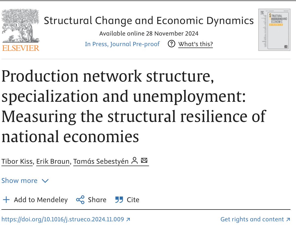 Erik Braun (@erik_braun) on Twitter photo Here is my new paper in SCED 📣
with collaboration <a href="/SebestyenTam80/">Sebestyén Tamás</a> and Tibor Kiss.
This is the first attempt to measure countries' resilience based on IO linkages, which are also validated by changes in unemployment. 1/8
👇
sciencedirect.com/science/articl… Here is my new paper in SCED 📣
with collaboration <a href="/SebestyenTam80/">Sebestyén Tamás</a> and Tibor Kiss.
This is the first attempt to measure countries' resilience based on IO linkages, which are also validated by changes in unemployment. 1/8
👇
sciencedirect.com/science/articl…