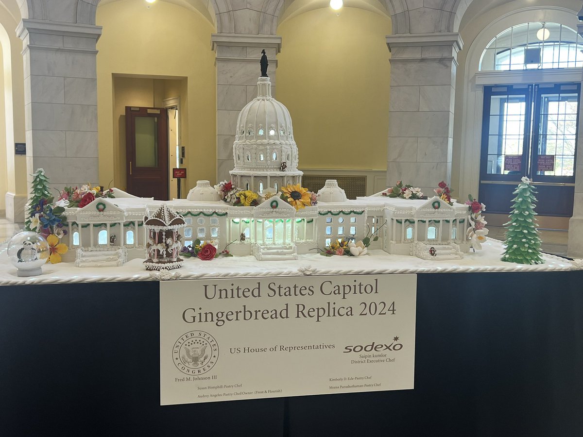 This year’s Gingerbread Capitol team!  Team:  United in Bloom!  All 50 State flowers are represented.  Made out of sugar!  Come find your State flower!
