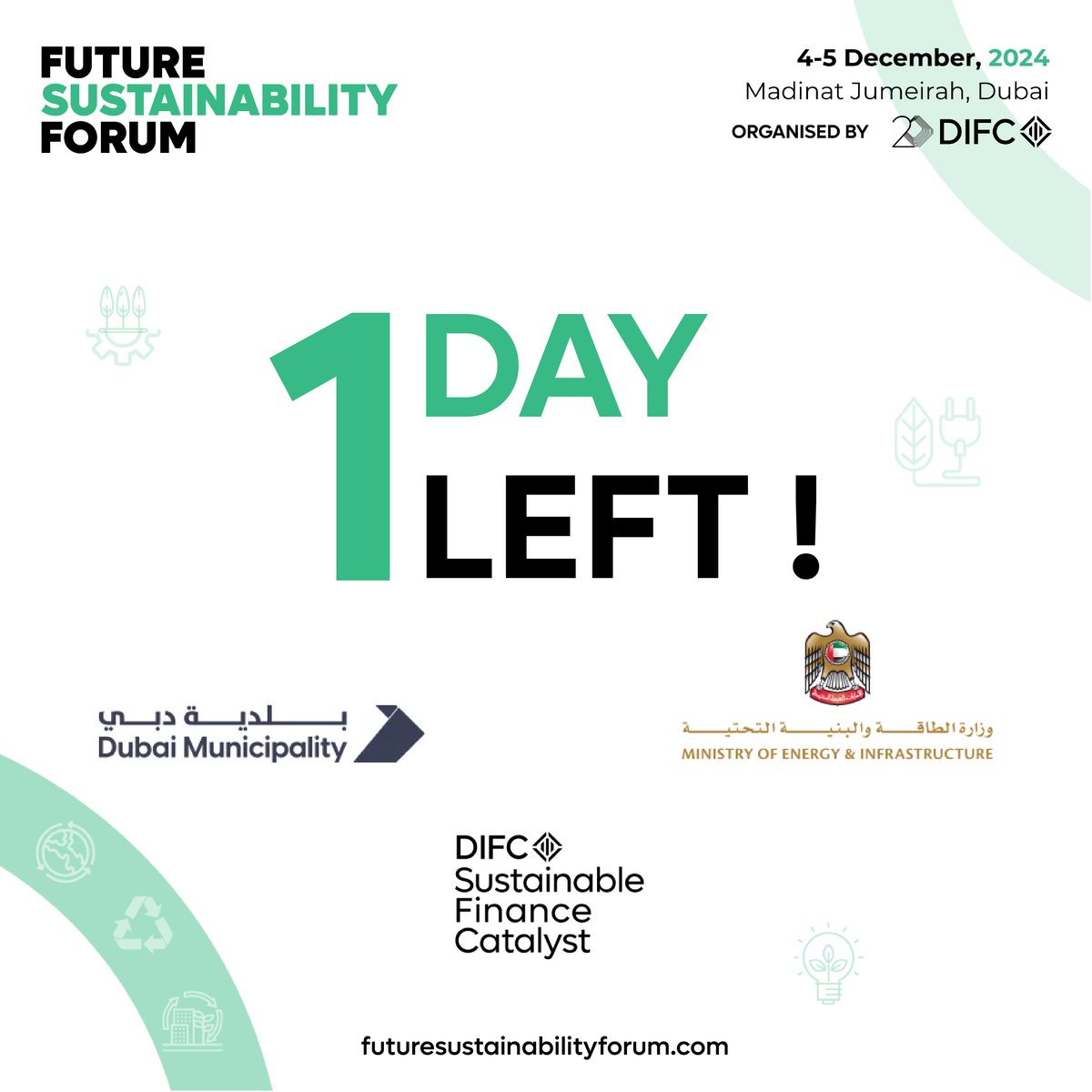 thefintechtimes's tweet image. Only #1DayToGo for Future Sustainability Forum 24! 🌍✨
Don't miss out on the opportunity to connect with Global Sustainability leaders at the 2nd Annual Future Sustainability Forum on 4-5 December 2024 at Madinat Jumeirah, Dubai hubs.li/Q02-4LPt0. 🌱

#DIFCevent #FSF24