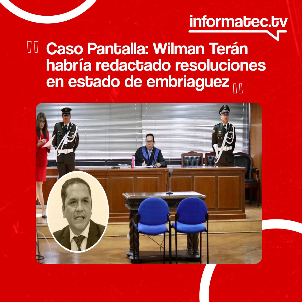 Informatectv_e's tweet image. Testimonios revelaron que Wilman Terán, expresidente de la Judicatura, redactó resoluciones mientras bebía alcohol 🍷 y presuntamente repartió cargos en el concurso de jueces de 2023. ⚖️🕵️

➡️Léalo completo en: acortar.link/HyvH6r

#CasoPantalla #Informatec