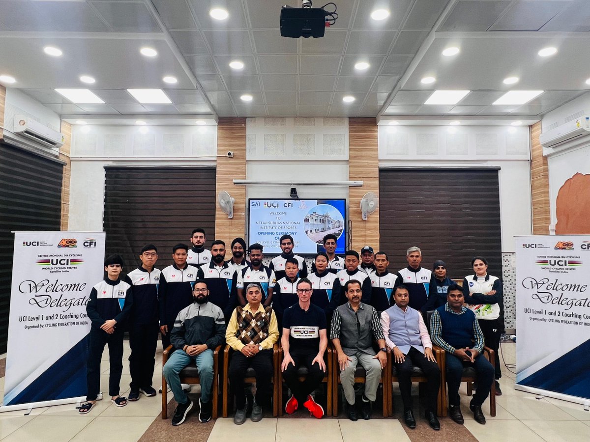 SAI_Patiala's tweet image. 🚴‍♂️✨ Exciting Start to the UCI Coaching Course!

We’re proud to kick off the UCI Level-1 and Level-2 Coaching Course, organized by the Cycling Federation of India in collaboration with the UCI World Cycling Centre and Sports Authority of India. 
#CyclingIndia #UCI #CoachingCourse